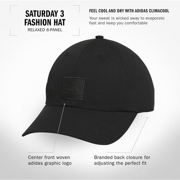 Adidas Women\'s Black White Saturday Baseball Adjustable Cotton Athletic Hat main image 5